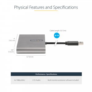 StarTech.com USB 3.0 to Quad HDMI Adapter, USB to 4x HDMI Monitor Converter for Windows (no support for macOS/ChromeOS/Linux) - TAA