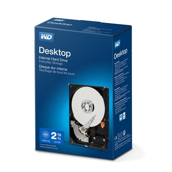 Western Digital Desktop Everyday internal hard drive 2 TB 5400 RPM 64 MB 3.5" Serial ATA III