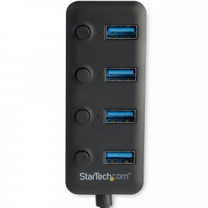 StarTech.com 4 Port Bus Powered USB Hub with Individual On/Off Switches, USB 3.0 (5Gbps) Expansion Hub, Desktop/Laptop USB-A to USB-A Splitter