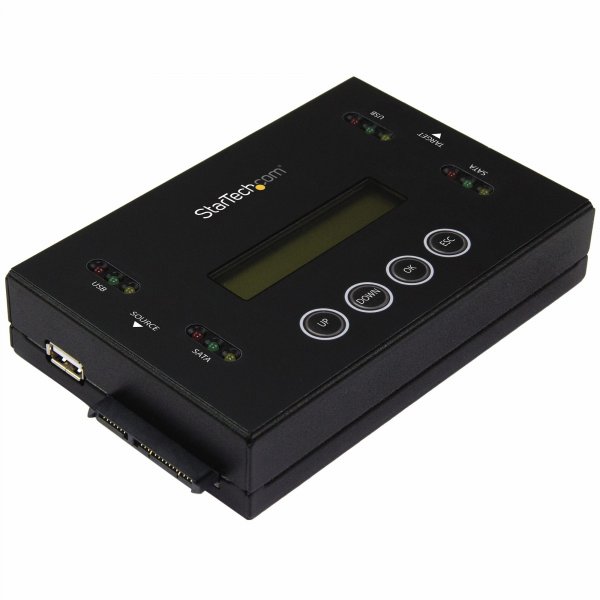 StarTech.com 1:1 Standalone Hard Drive and USB Flash Disk Duplicator and Eraser, USB Thumb Drive and SATA HDD/SSD Disk Cloner and Eraser, Hardrive Copier/Sanitizer/Wiper, LCD display, TAA